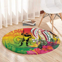 Vanuatu 45th Anniversary Round Carpet Polynesian with Sand Drawing Pattern LT9 - Polynesian Pride
