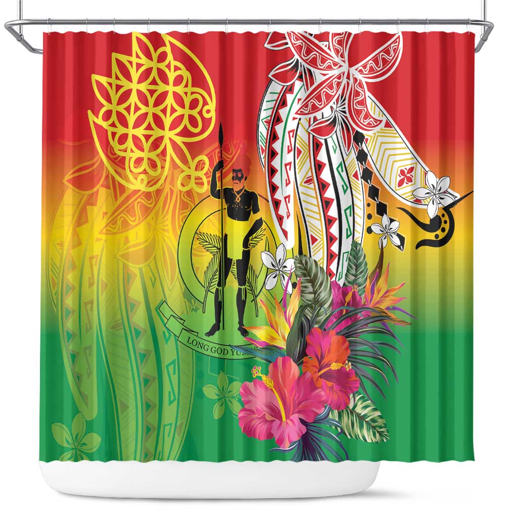 Vanuatu 45th Anniversary Shower Curtain Polynesian with Sand Drawing Pattern LT9 Red - Polynesian Pride