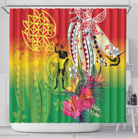 Vanuatu 45th Anniversary Shower Curtain Polynesian with Sand Drawing Pattern LT9 - Polynesian Pride