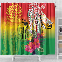 Vanuatu 45th Anniversary Shower Curtain Polynesian with Sand Drawing Pattern LT9 - Polynesian Pride