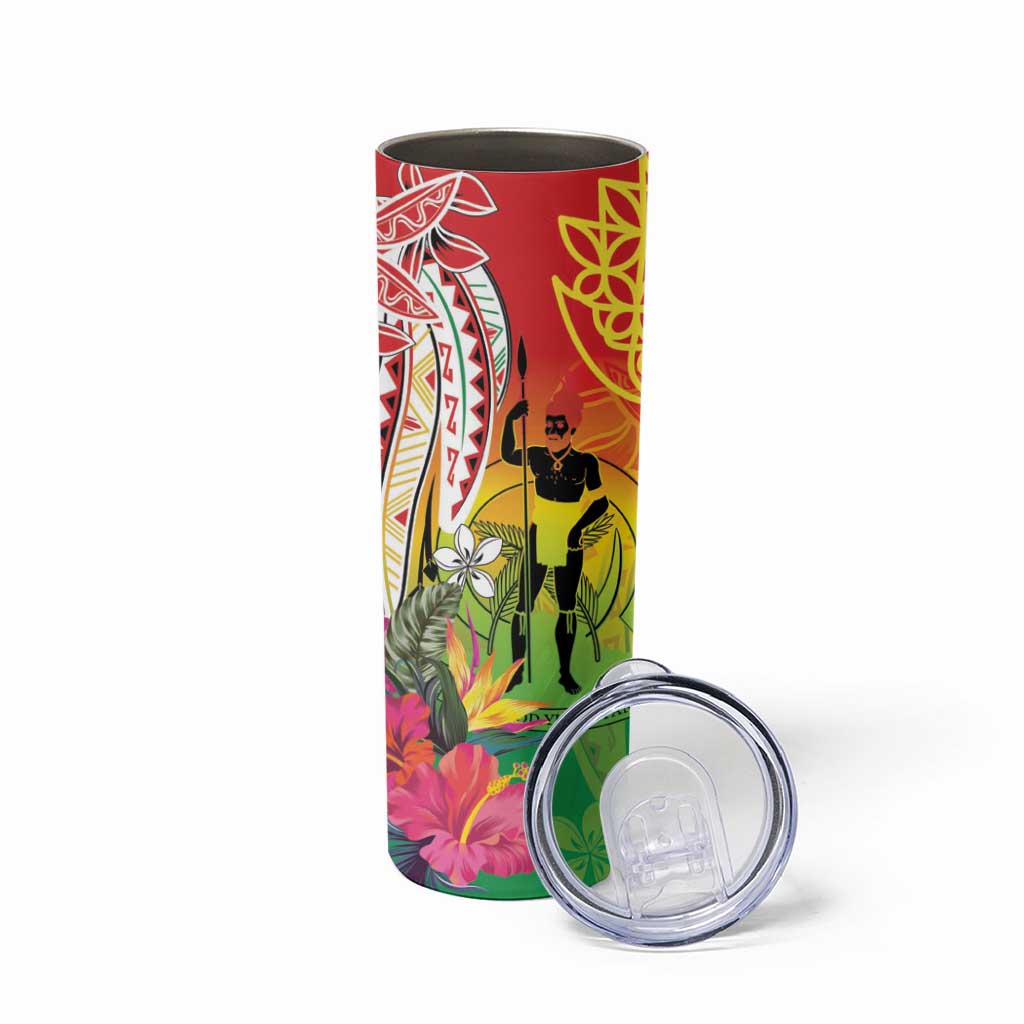 Vanuatu 45th Anniversary Skinny Tumbler Polynesian with Sand Drawing Pattern LT9 - Polynesian Pride