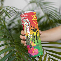 Vanuatu 45th Anniversary Skinny Tumbler Polynesian with Sand Drawing Pattern LT9 - Polynesian Pride