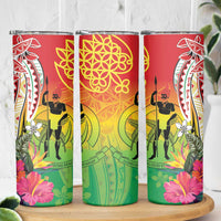 Vanuatu 45th Anniversary Skinny Tumbler Polynesian with Sand Drawing Pattern LT9 - Polynesian Pride