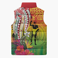 Vanuatu 45th Anniversary Sleeveless Puffer Jacket Polynesian with Sand Drawing Pattern LT9 - Polynesian Pride