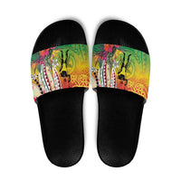 Vanuatu 45th Anniversary Slide Sandals Polynesian with Sand Drawing Pattern LT9 Red - Polynesian Pride