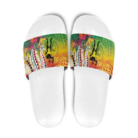Vanuatu 45th Anniversary Slide Sandals Polynesian with Sand Drawing Pattern LT9 Red - Polynesian Pride