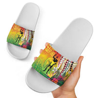 Vanuatu 45th Anniversary Slide Sandals Polynesian with Sand Drawing Pattern LT9 - Polynesian Pride