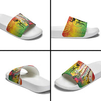 Vanuatu 45th Anniversary Slide Sandals Polynesian with Sand Drawing Pattern LT9 - Polynesian Pride