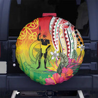 Vanuatu 45th Anniversary Spare Tire Cover Polynesian with Sand Drawing Pattern LT9 No hole Red - Polynesian Pride