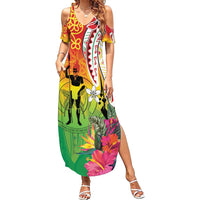Vanuatu 45th Anniversary Summer Maxi Dress Polynesian with Sand Drawing Pattern LT9 Women Red - Polynesian Pride