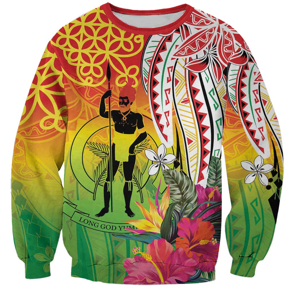 Vanuatu 45th Anniversary Sweatshirt Polynesian with Sand Drawing Pattern LT9 Unisex Red - Polynesian Pride