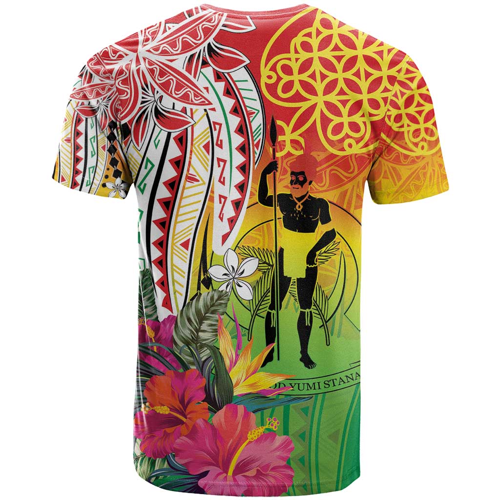 Vanuatu 45th Anniversary T Shirt Polynesian with Sand Drawing Pattern LT9 - Polynesian Pride
