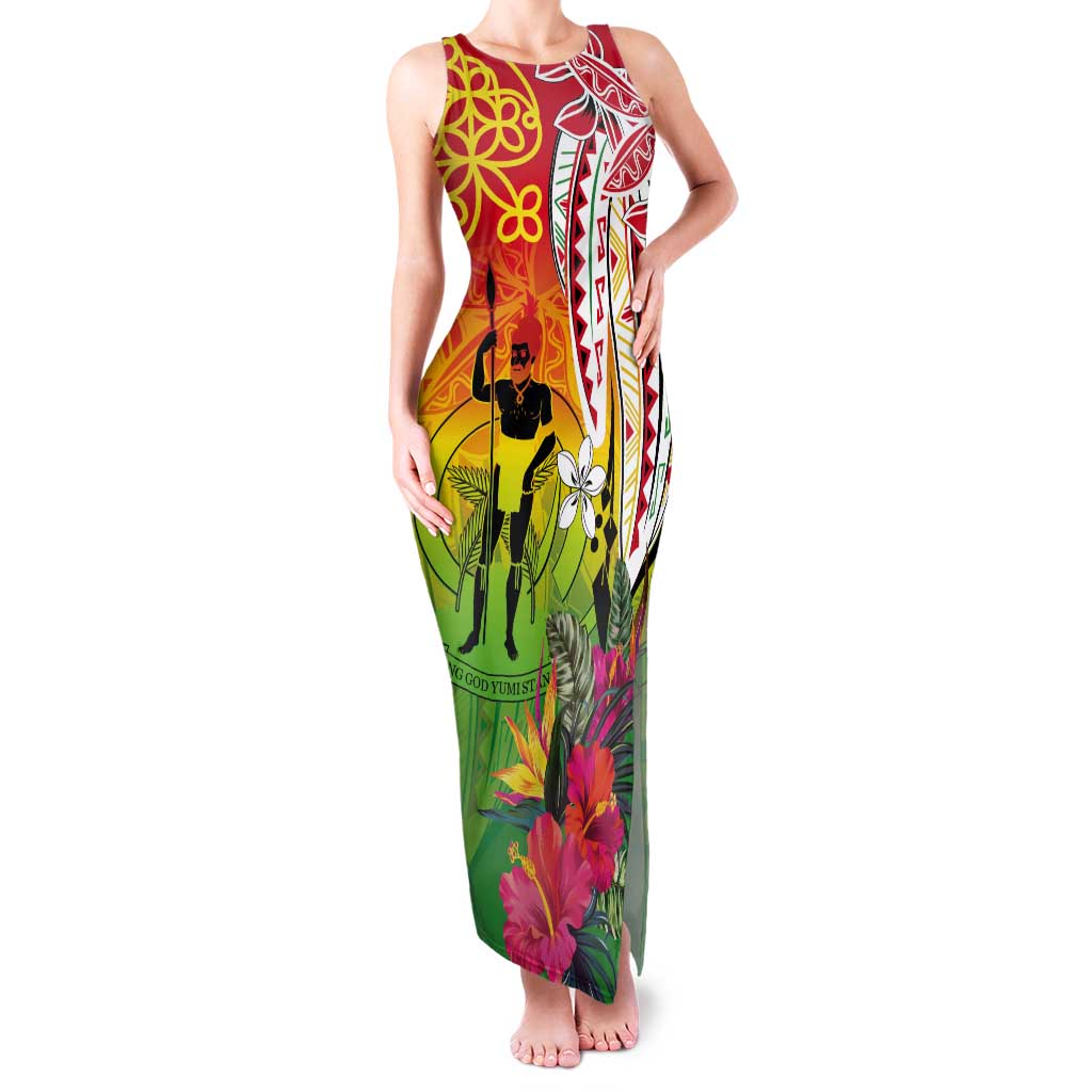 Vanuatu 45th Anniversary Tank Maxi Dress Polynesian with Sand Drawing Pattern LT9 Women Red - Polynesian Pride