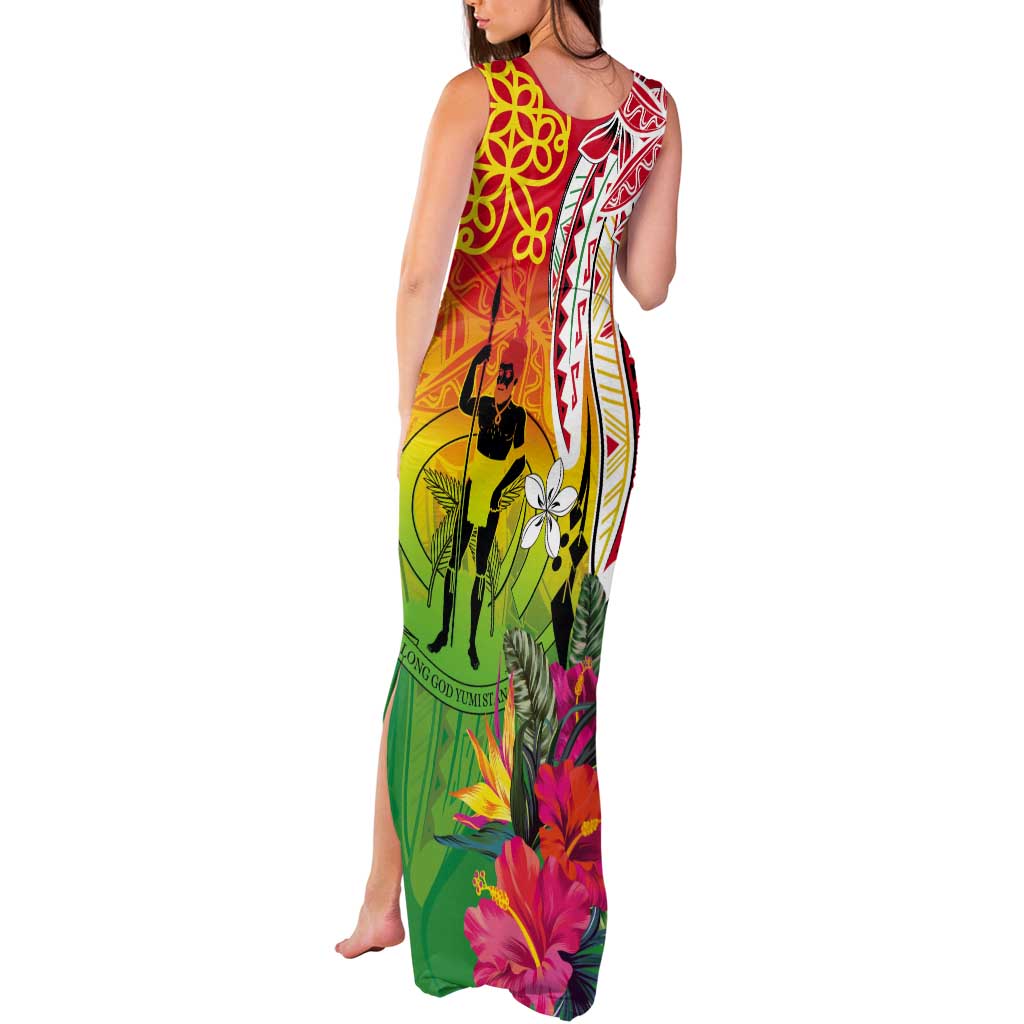 Vanuatu 45th Anniversary Tank Maxi Dress Polynesian with Sand Drawing Pattern LT9 - Polynesian Pride