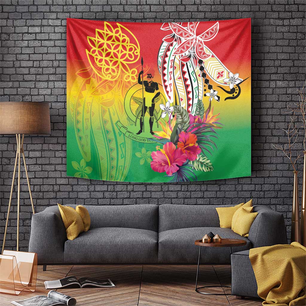 Vanuatu 45th Anniversary Tapestry Polynesian with Sand Drawing Pattern LT9 Red - Polynesian Pride