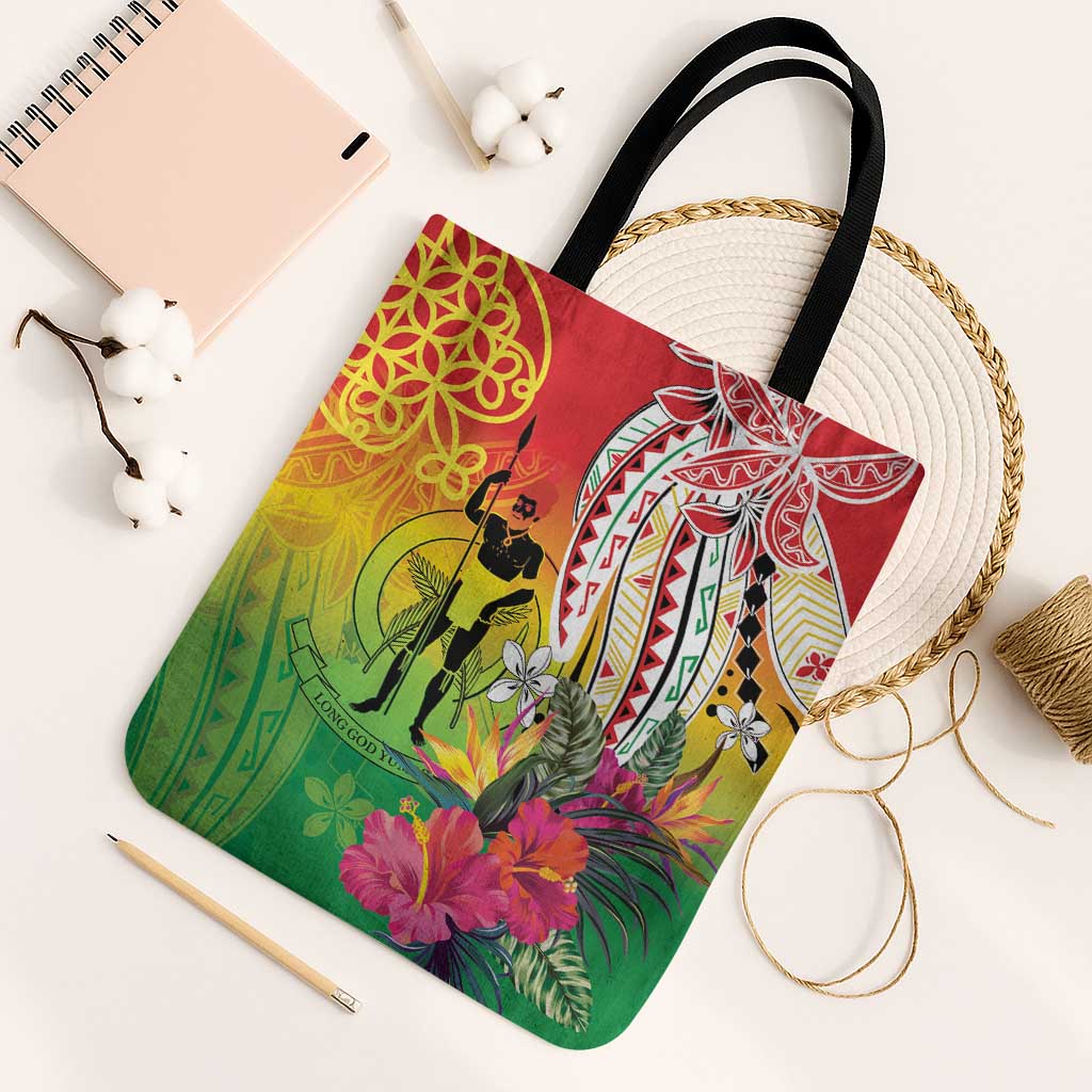 Vanuatu 45th Anniversary Tote Bag Polynesian with Sand Drawing Pattern LT9 Black Strap One Size Red - Polynesian Pride
