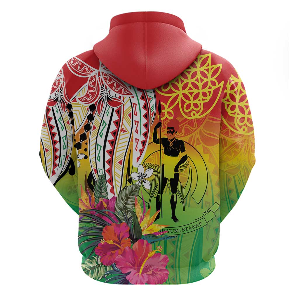 Vanuatu 45th Anniversary Zip Hoodie Polynesian with Sand Drawing Pattern LT9 - Polynesian Pride