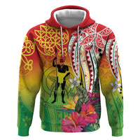 Vanuatu 45th Anniversary Zip Hoodie Polynesian with Sand Drawing Pattern LT9 Pullover Hoodie Red - Polynesian Pride