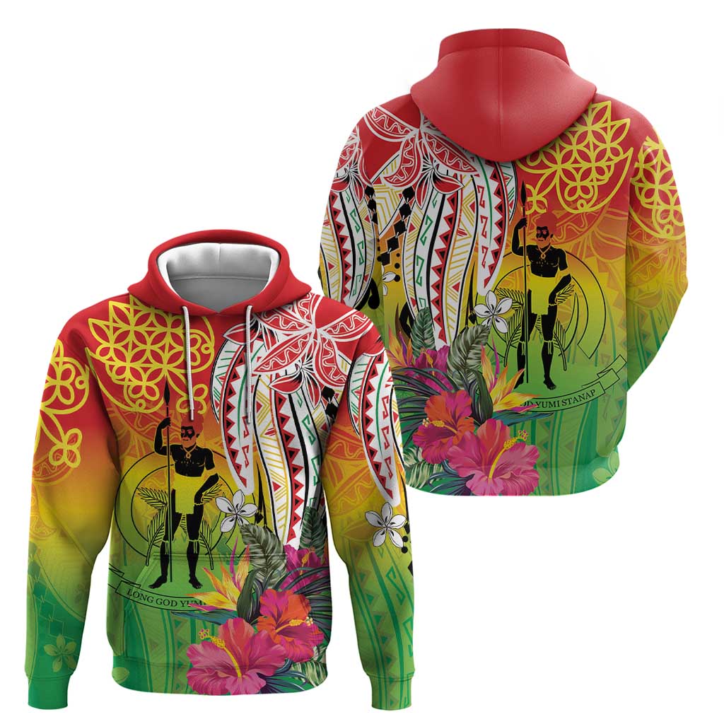Vanuatu 45th Anniversary Zip Hoodie Polynesian with Sand Drawing Pattern LT9 - Polynesian Pride