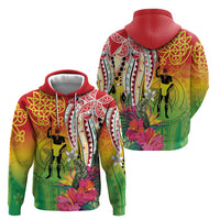 Vanuatu 45th Anniversary Zip Hoodie Polynesian with Sand Drawing Pattern LT9 - Polynesian Pride