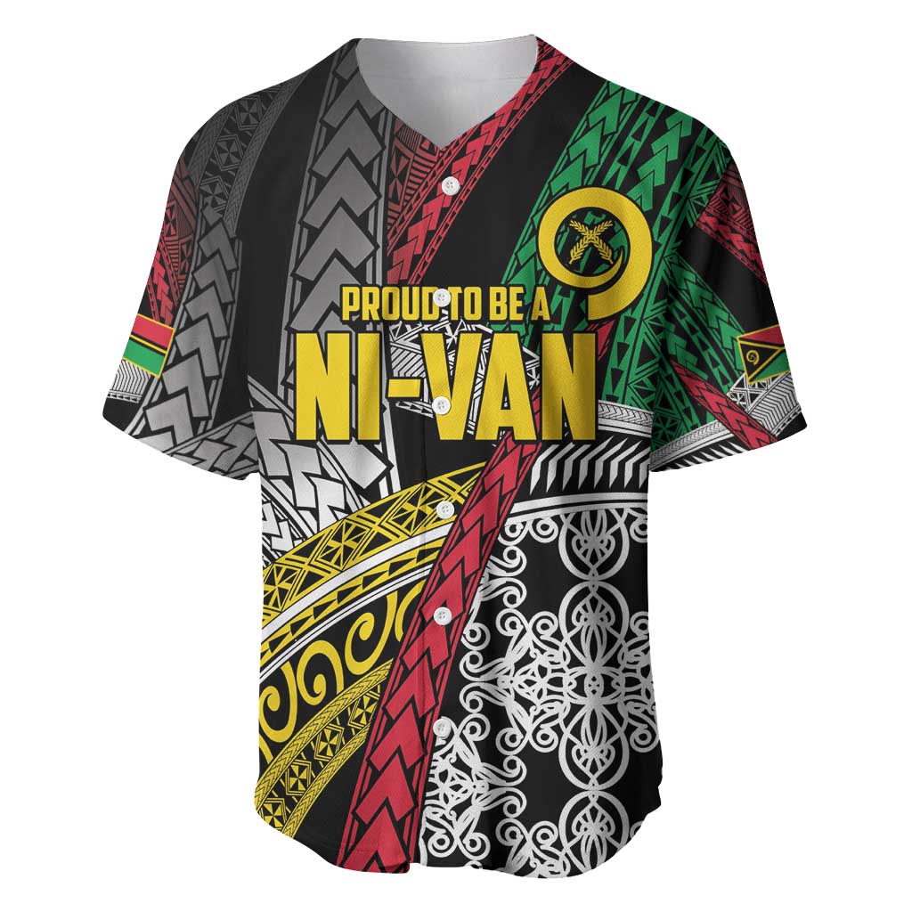 Vanuatu Proud to be Ni-van Personalised Baseball Jersey with Mutis En Atan Patterns LT9 Black - Polynesian Pride