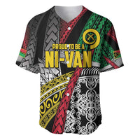 Vanuatu Proud to be Ni-van Personalised Baseball Jersey with Mutis En Atan Patterns LT9 Black - Polynesian Pride