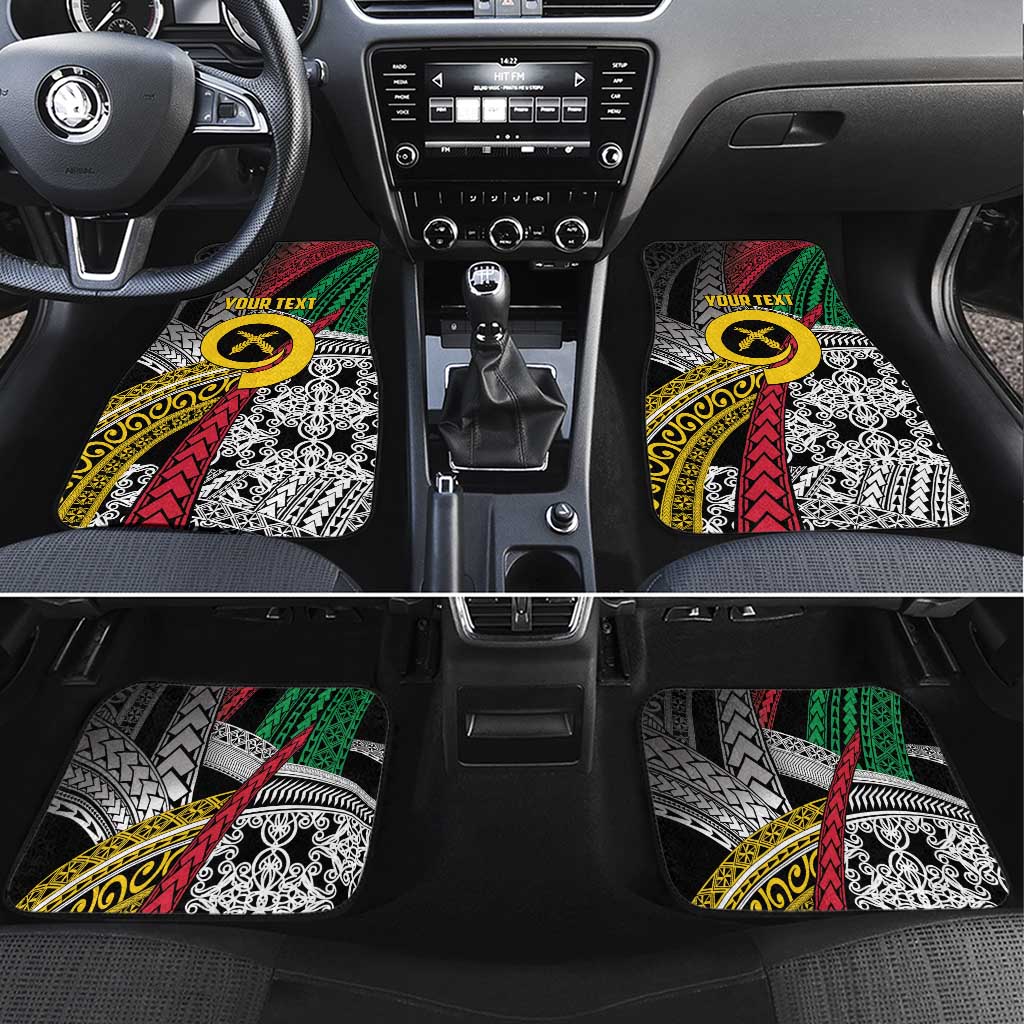 Vanuatu Proud to be Ni-van Personalised Car Mats with Mutis En Atan Patterns LT9 Set 4pcs Black - Polynesian Pride