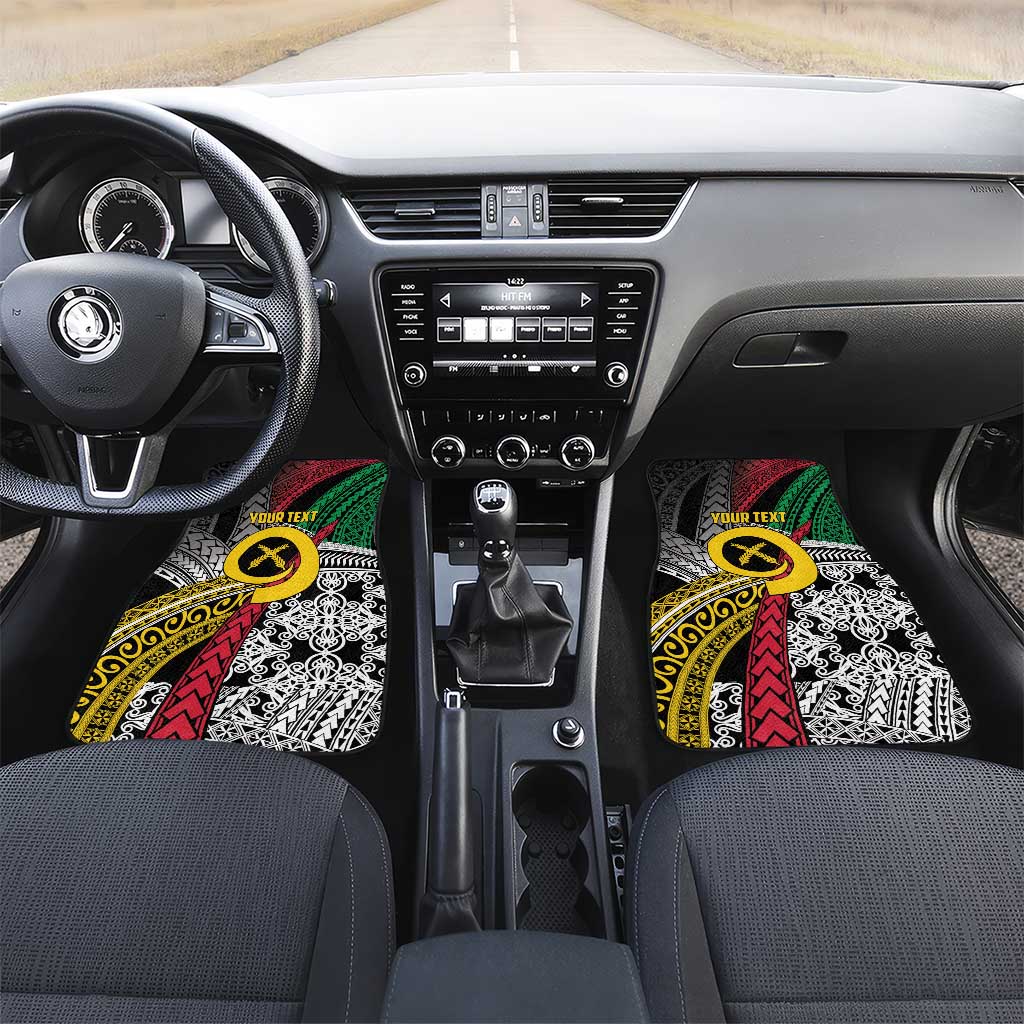 Vanuatu Proud to be Ni-van Personalised Car Mats with Mutis En Atan Patterns LT9 Set 2pcs - Front Black - Polynesian Pride