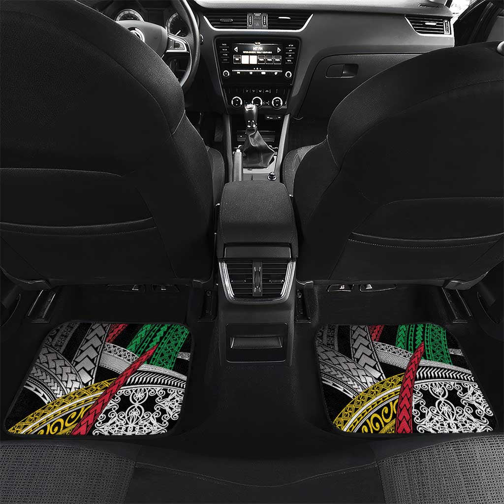 Vanuatu Proud to be Ni-van Personalised Car Mats with Mutis En Atan Patterns LT9 Set 2pcs - Back Black - Polynesian Pride