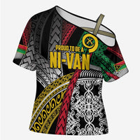Vanuatu Proud to be Ni-van Personalised Cross Shoulder Shirt with Mutis En Atan Patterns LT9 Female Black - Polynesian Pride