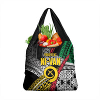 Vanuatu Proud to be Ni-van Personalised Grocery Bag with Mutis En Atan Patterns LT9 1-pack One Size Black - Polynesian Pride