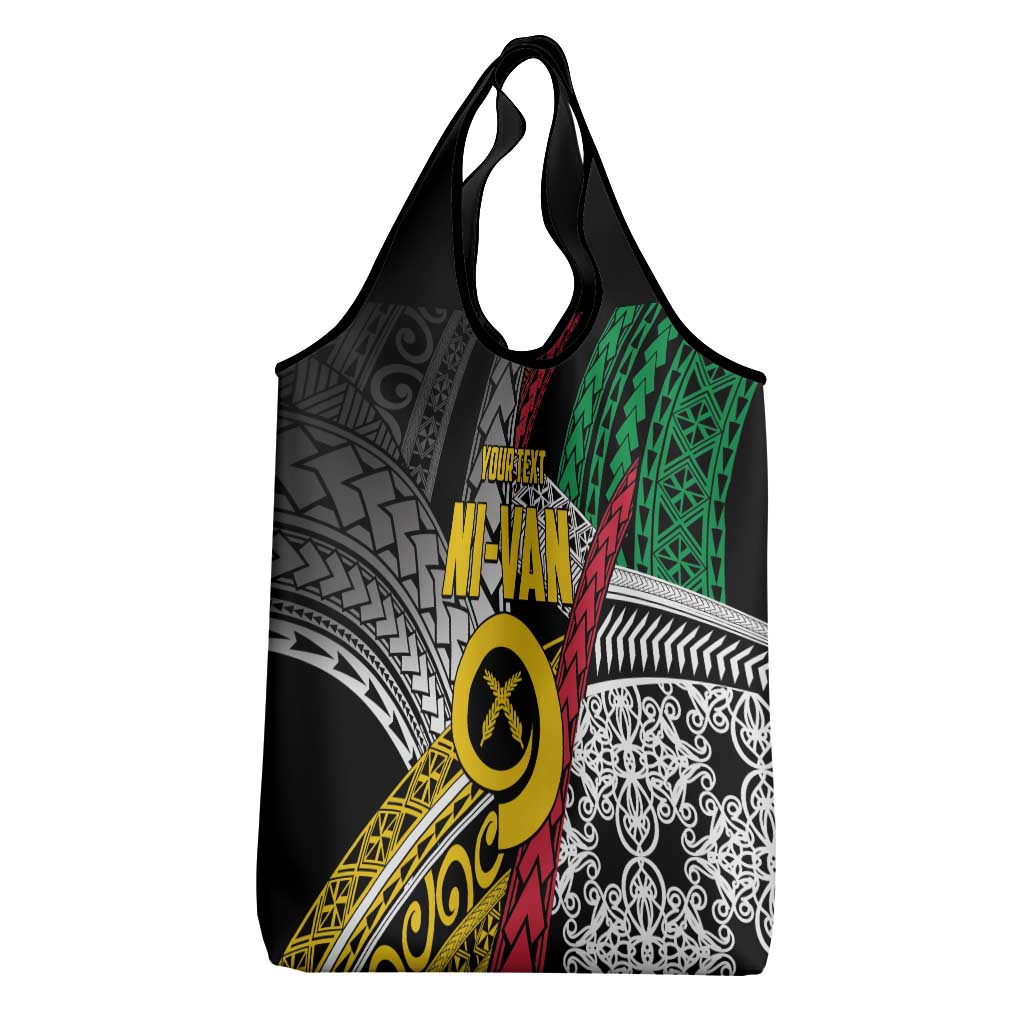Vanuatu Proud to be Ni-van Personalised Grocery Bag with Mutis En Atan Patterns LT9 - Polynesian Pride