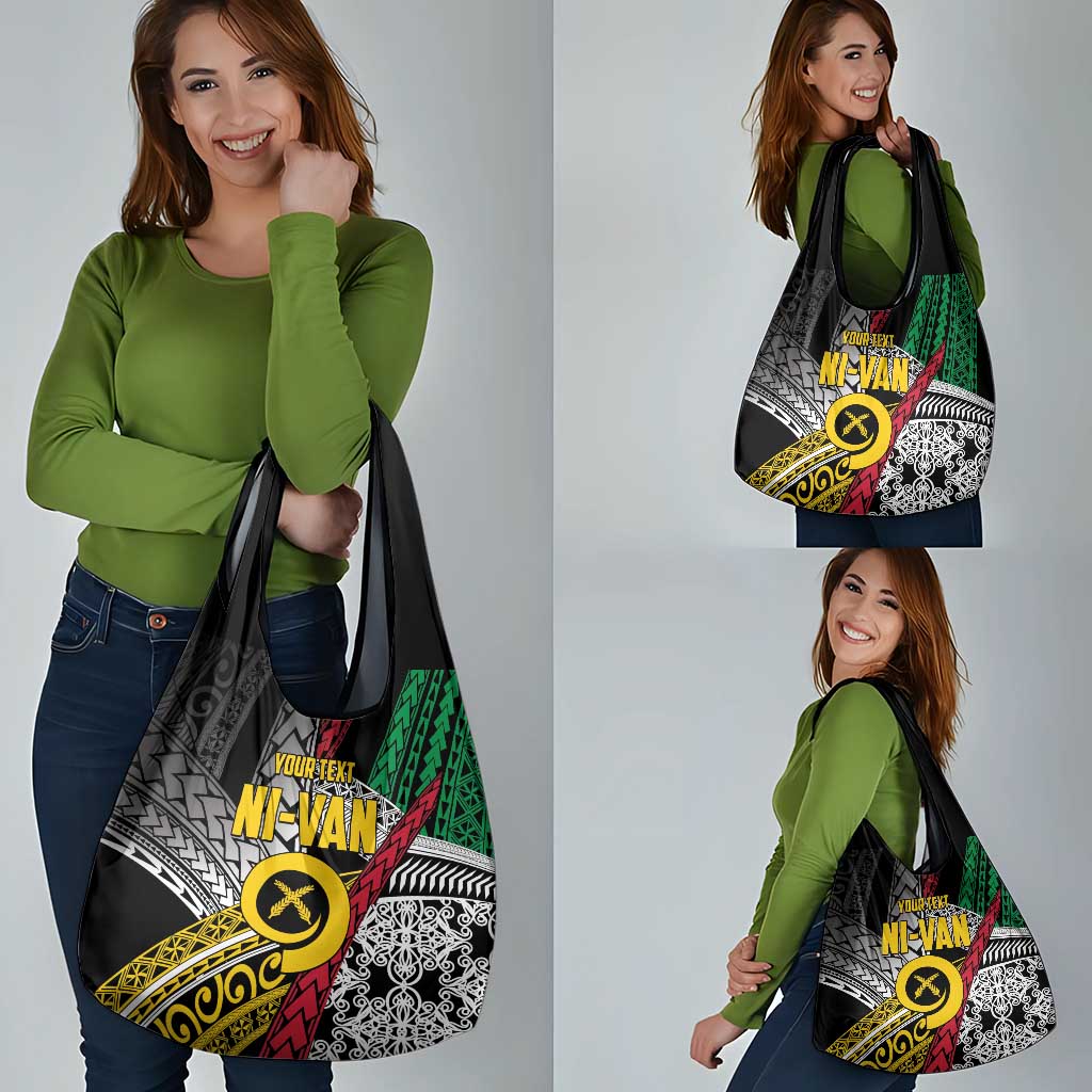 Vanuatu Proud to be Ni-van Personalised Grocery Bag with Mutis En Atan Patterns LT9 - Polynesian Pride