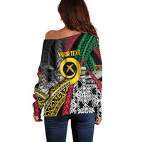 Vanuatu Proud to be Ni-van Personalised Off Shoulder Sweater with Mutis En Atan Patterns LT9 - Polynesian Pride