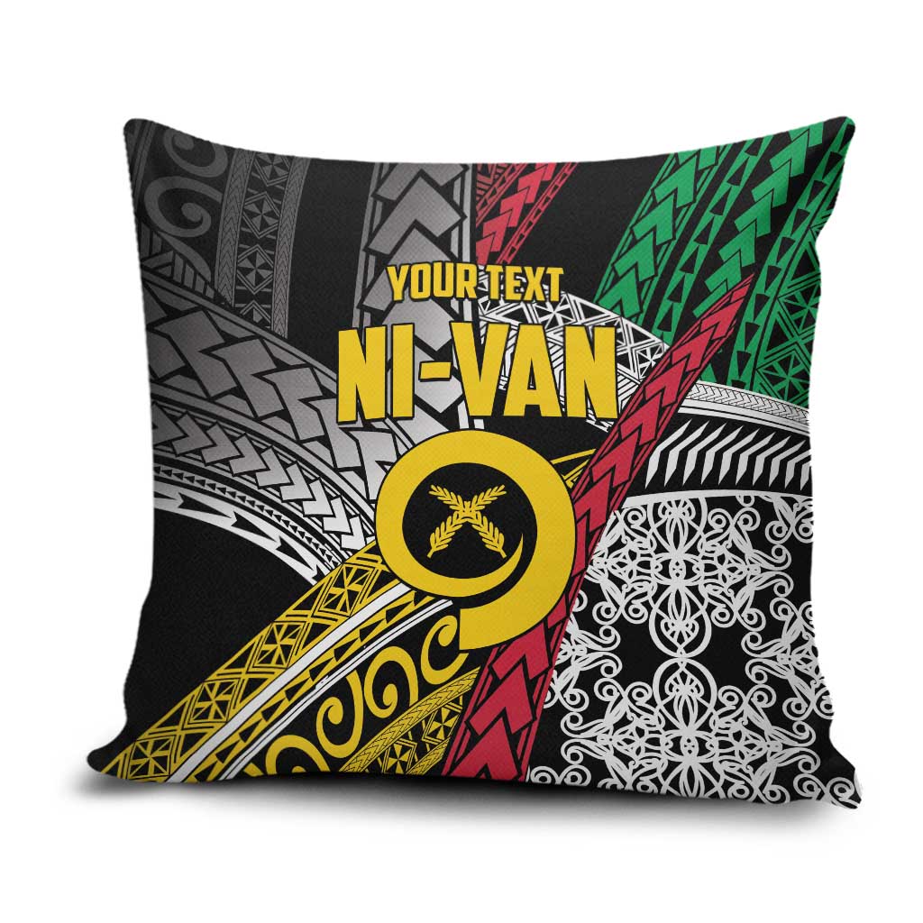 Vanuatu Proud to be Ni-van Personalised Pillow Cover with Mutis En Atan Patterns LT9 Black - Polynesian Pride