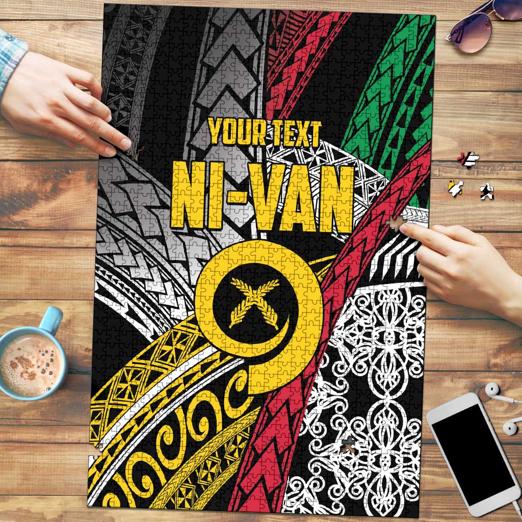 Vanuatu Proud to be Ni-van Personalised Puzzle with Mutis En Atan Patterns LT9 Black - Polynesian Pride