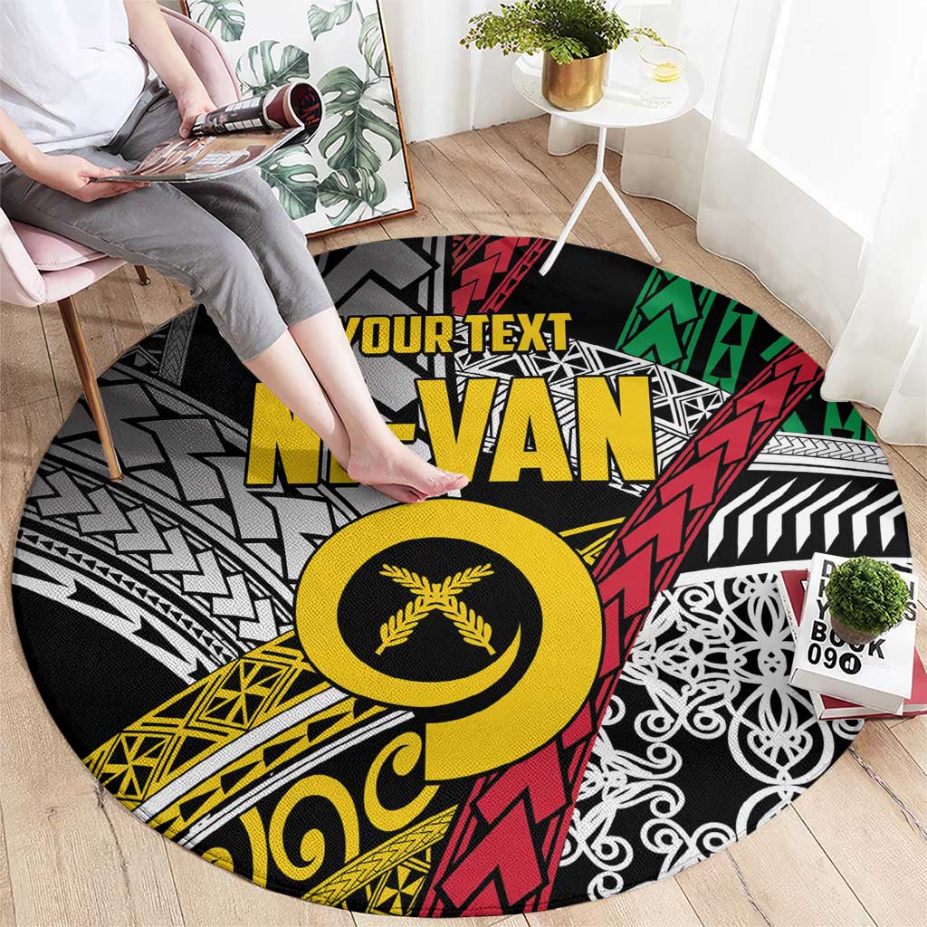 Vanuatu Proud to be Ni-van Personalised Round Carpet with Mutis En Atan Patterns LT9 - Polynesian Pride