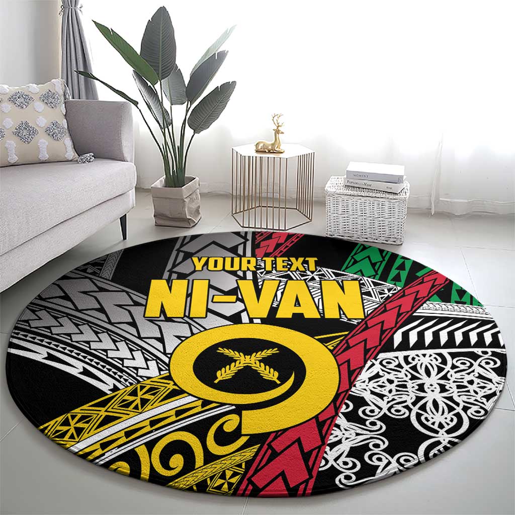 Vanuatu Proud to be Ni-van Personalised Round Carpet with Mutis En Atan Patterns LT9 - Polynesian Pride
