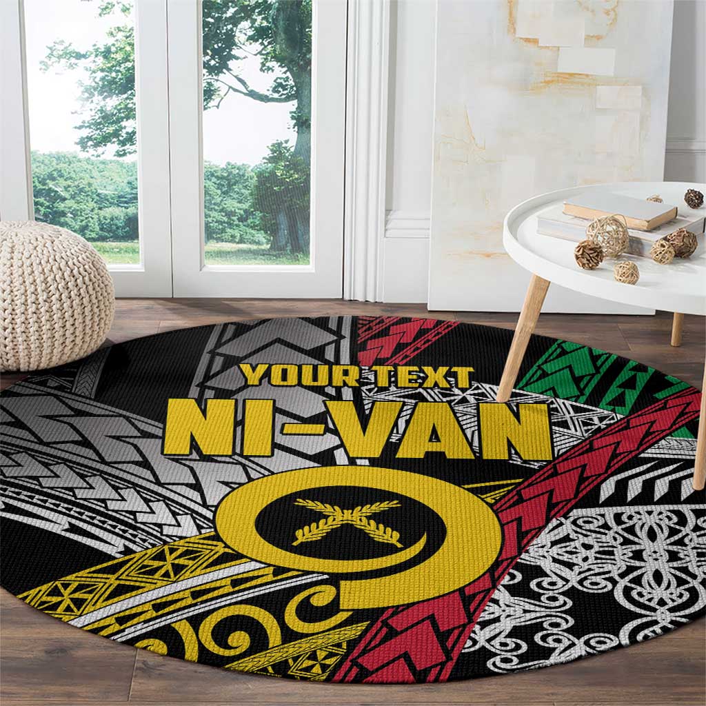 Vanuatu Proud to be Ni-van Personalised Round Carpet with Mutis En Atan Patterns LT9 - Polynesian Pride