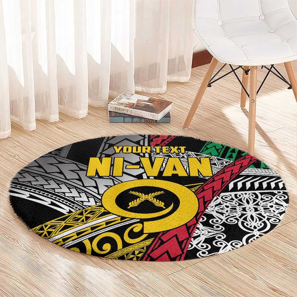 Vanuatu Proud to be Ni-van Personalised Round Carpet with Mutis En Atan Patterns LT9 - Polynesian Pride