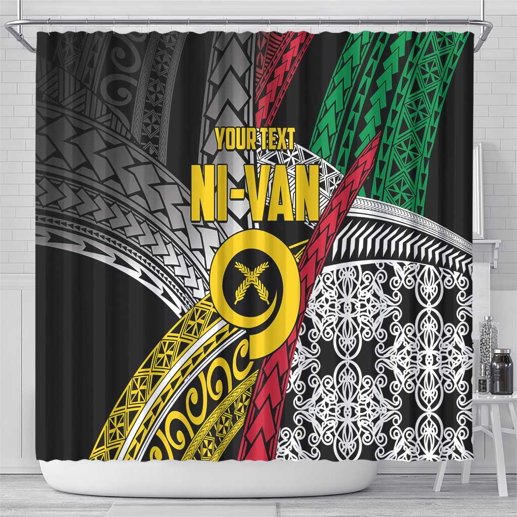 Vanuatu Proud to be Ni-van Personalised Shower Curtain with Mutis En Atan Patterns LT9 - Polynesian Pride