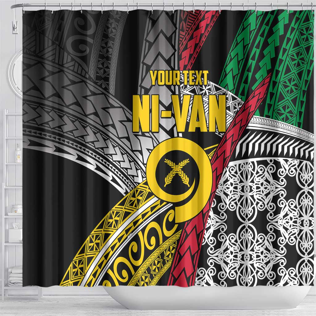Vanuatu Proud to be Ni-van Personalised Shower Curtain with Mutis En Atan Patterns LT9 - Polynesian Pride