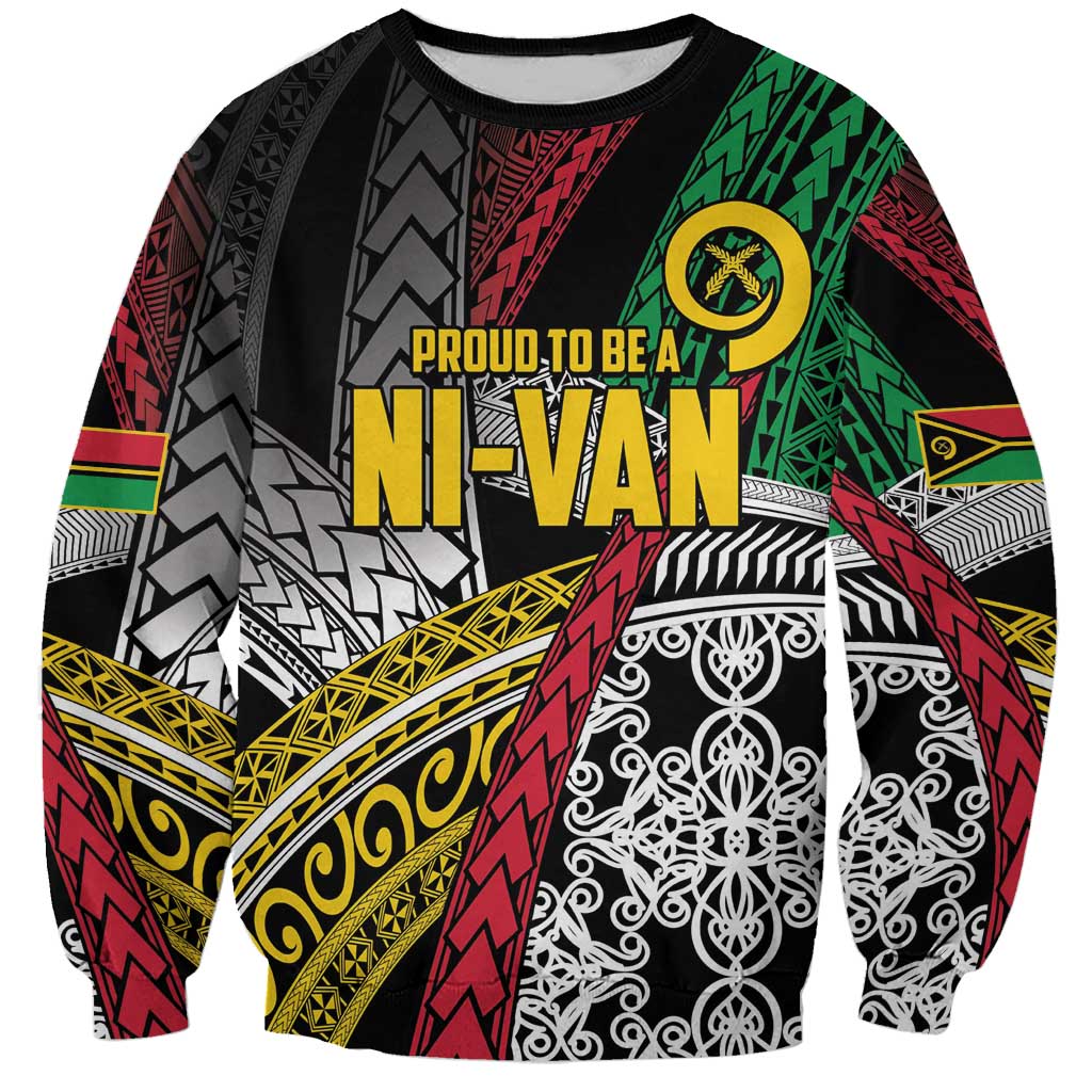 Vanuatu Proud to be Ni-van Personalised Sweatshirt with Mutis En Atan Patterns LT9 Unisex Black - Polynesian Pride