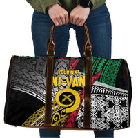 Vanuatu Proud to be Ni-van Personalised Travel Bag with Mutis En Atan Patterns LT9 Black - Polynesian Pride