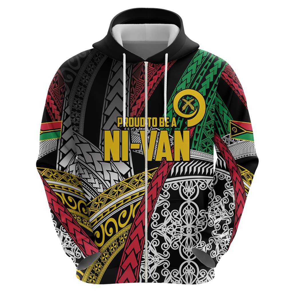 Vanuatu Proud to be Ni-van Personalised Zip Hoodie with Mutis En Atan Patterns LT9 - Polynesian Pride