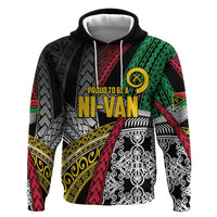 Vanuatu Proud to be Ni-van Personalised Zip Hoodie with Mutis En Atan Patterns LT9 Pullover Hoodie Black - Polynesian Pride