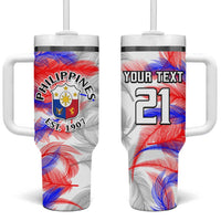 Custom Philippines Anzkals Football Tumbler With Handle Pilipinas Be Unique LT9 One Size: 40 oz White - Polynesian Pride