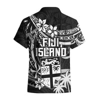 Fiji Islands Hawaiian Shirt Coat of Arms Fijian Flower Polynesian Pattern - Black LT9 - Polynesian Pride