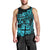 Fiji Islands Men Tank Top Coat of Arms Fijian Flower Polynesian Pattern - Aqua LT9 - Polynesian Pride