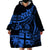 Fiji Islands Wearable Blanket Hoodie Coat of Arms Fijian Flower Polynesian Pattern - Blue LT9 - Polynesian Pride